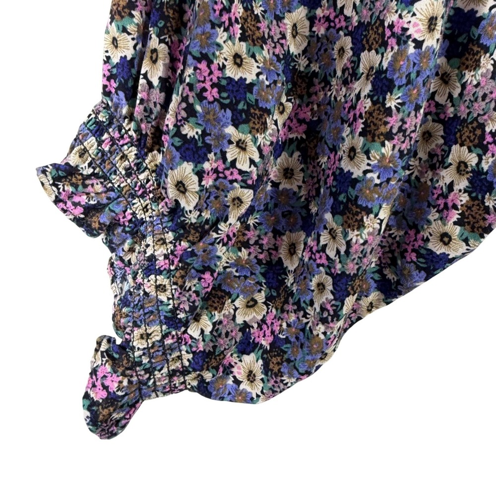 Natural Life Floral Maxi Dress Womens Large Button Front Smocked Sleeve Boho L - Picture 4 of 13
